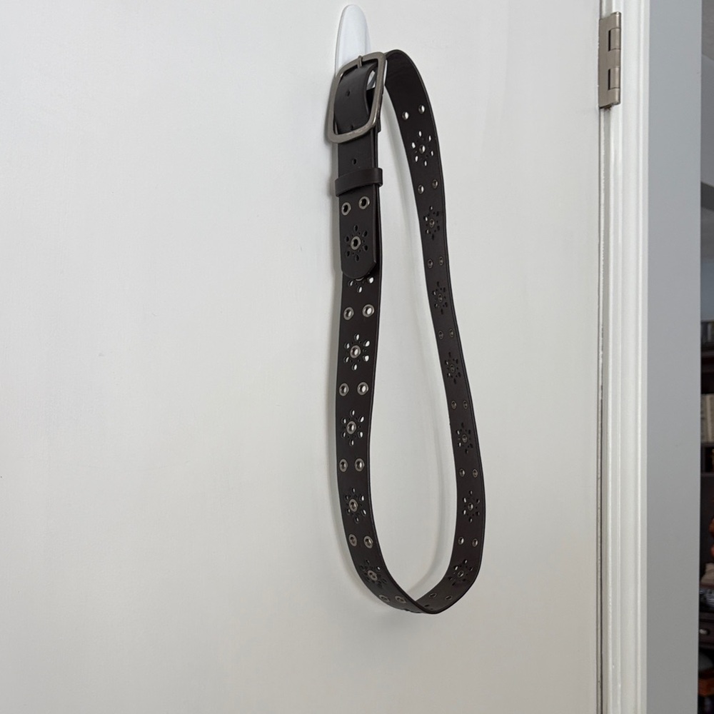 Brown Leather Eyelet Belt